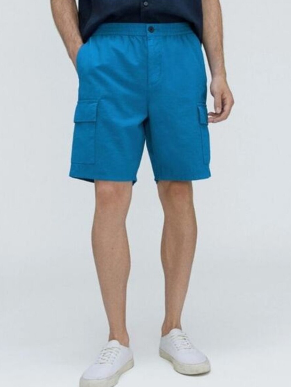 NWT EVERLANE Cargo Shorts Horizon Blue Organic Cotton Linen XS